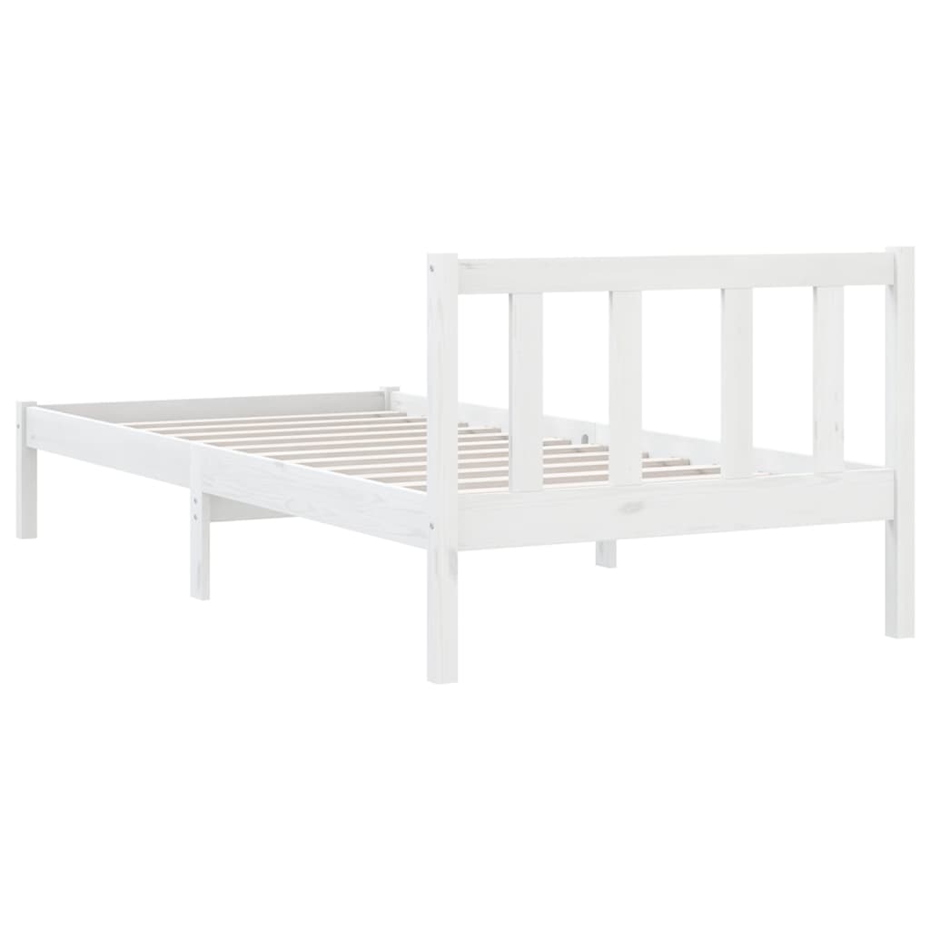 Estrutura de cama solteiro 90x190 cm pinho maciço branco