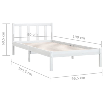 Estrutura de cama solteiro 90x190 cm pinho maciço branco