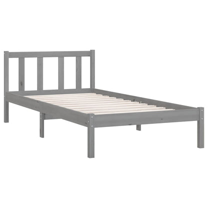 Estrutura de cama solteiro 90x190 cm pinho maciço cinza