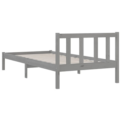 Estrutura de cama solteiro 90x190 cm pinho maciço cinza