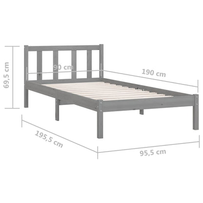 Estrutura de cama solteiro 90x190 cm pinho maciço cinza