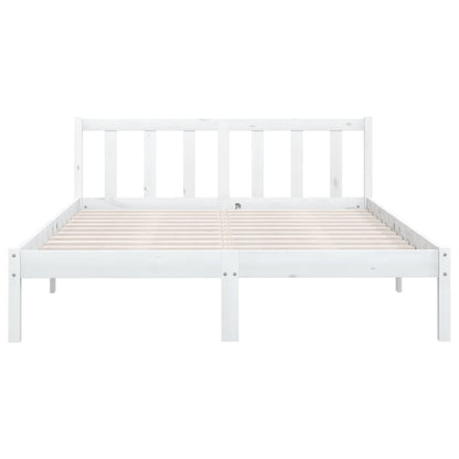 Estrutura de cama pequena casal 120x190 cm pinho maciço branco