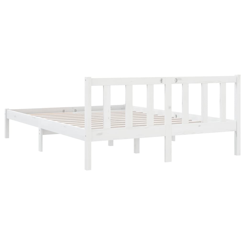 Estrutura de cama pequena casal 120x190 cm pinho maciço branco