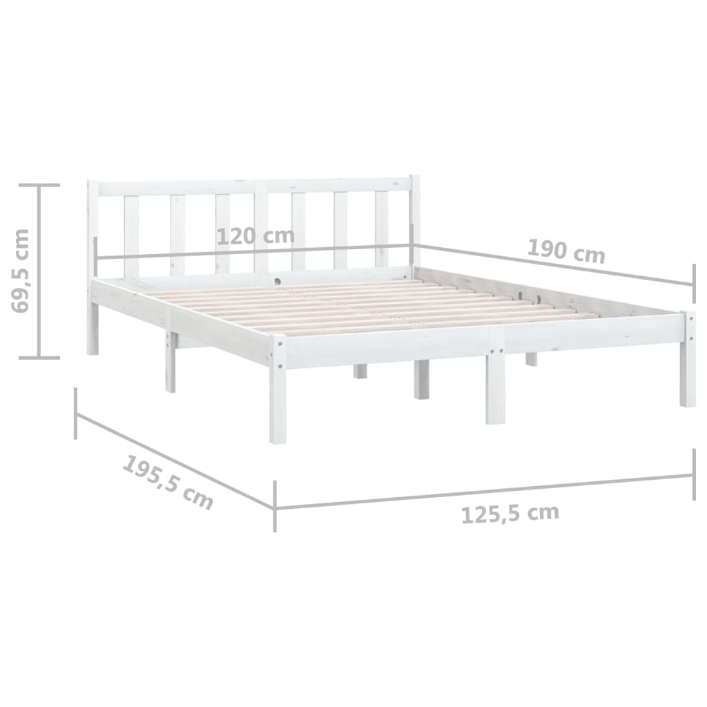 Estrutura de cama pequena casal 120x190 cm pinho maciço branco