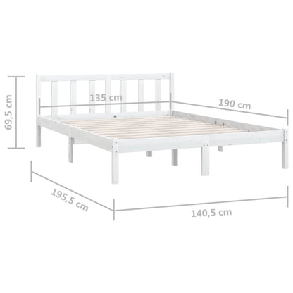 Estrutura de cama casal 135x190 cm pinho maciço branco