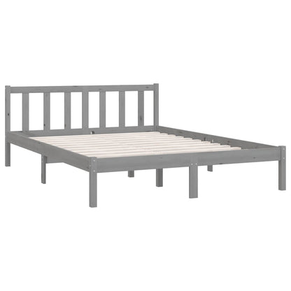 Estrutura de cama casal 135x190 cm pinho maciço cinza