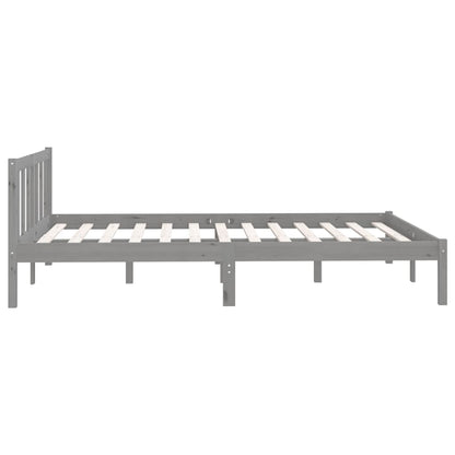 Estrutura de cama casal 135x190 cm pinho maciço cinza