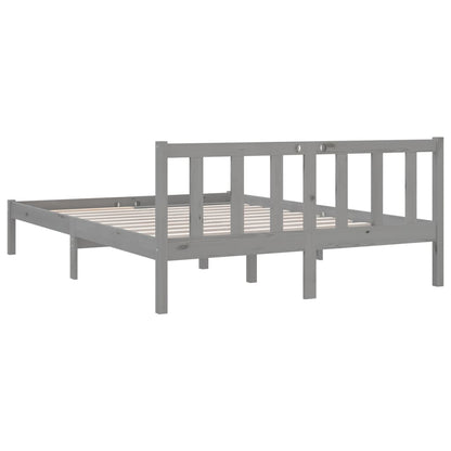 Estrutura de cama casal 135x190 cm pinho maciço cinza