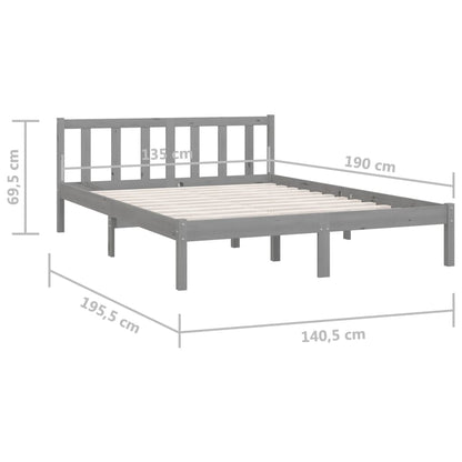 Estrutura de cama casal 135x190 cm pinho maciço cinza