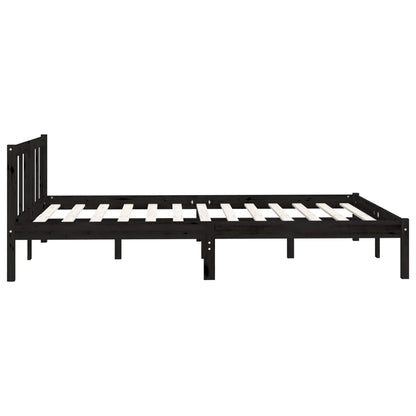 Estrutura de cama casal 135x190 cm pinho maciço preto