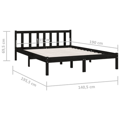 Estrutura de cama casal 135x190 cm pinho maciço preto