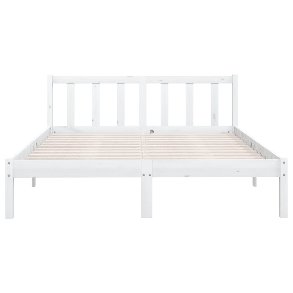 Estrutura de Cama Jane em Madeira de Pinho - 140x190 cm - Branco - Design Natura