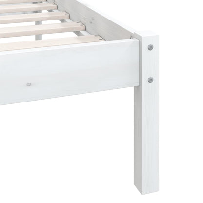 Estrutura de Cama Jane em Madeira de Pinho - 140x190 cm - Branco - Design Natura