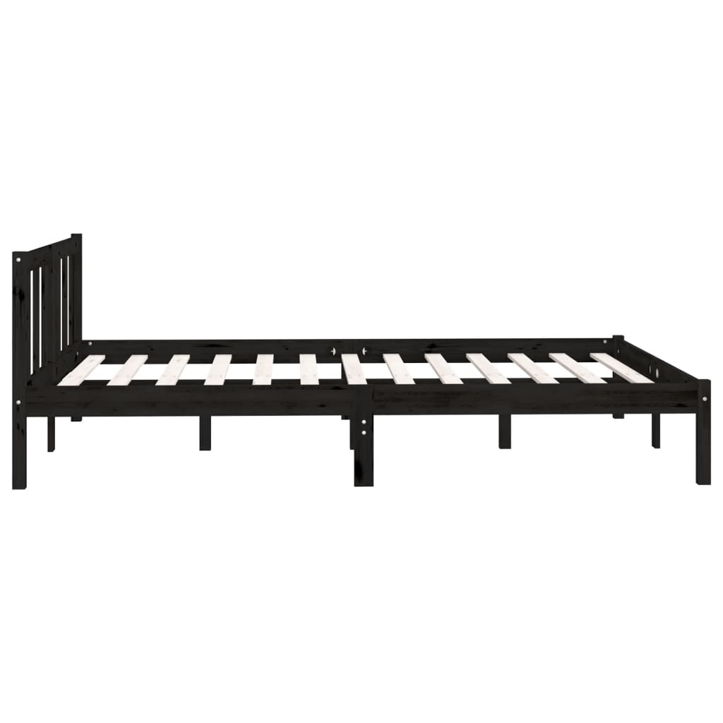 Estrutura de Cama Jane em Madeira de Pinho - 140x190 cm - Preto - Design Natura