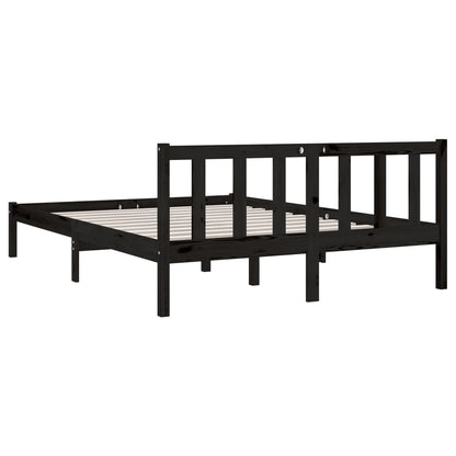 Estrutura de Cama Jane em Madeira de Pinho - 140x190 cm - Preto - Design Natura