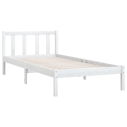 Estrutura de Cama Jane em Madeira de Pinho - 90x200 cm - Branco - Design Natura