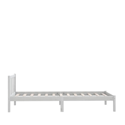 Estrutura de Cama Jane em Madeira de Pinho - 90x200 cm - Branco - Design Natura