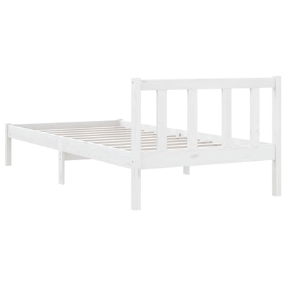 Estrutura de Cama Jane em Madeira de Pinho - 90x200 cm - Branco - Design Natura