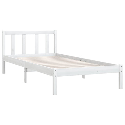 Estrutura de Cama Jane em Madeira de Pinho - 100x200 cm - Branco - Design Natura