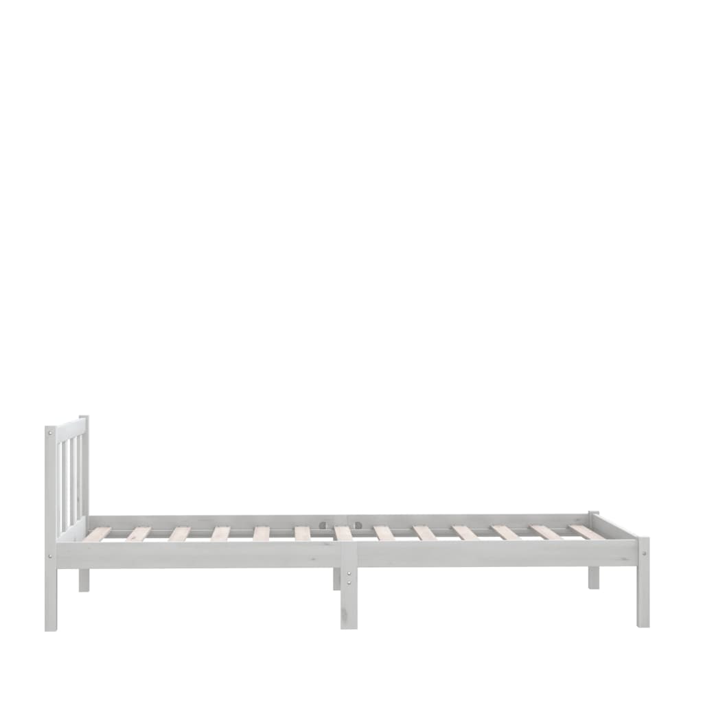 Estrutura de Cama Jane em Madeira de Pinho - 100x200 cm - Branco - Design Natura