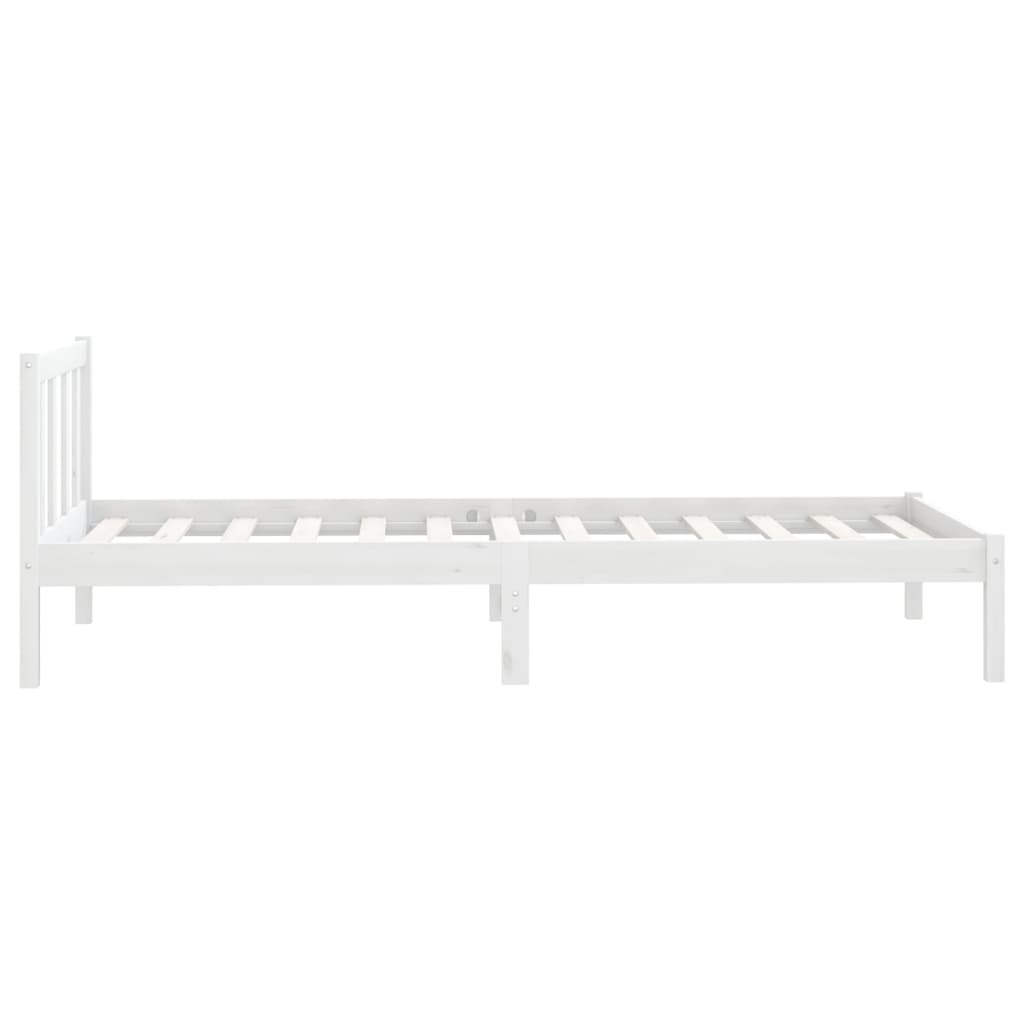 Estrutura de Cama Jane em Madeira de Pinho - 100x200 cm - Branco - Design Natura