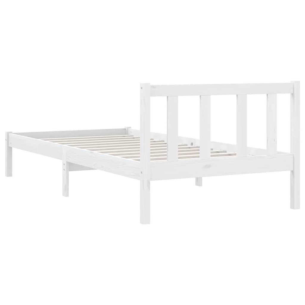 Estrutura de Cama Jane em Madeira de Pinho - 100x200 cm - Branco - Design Natura