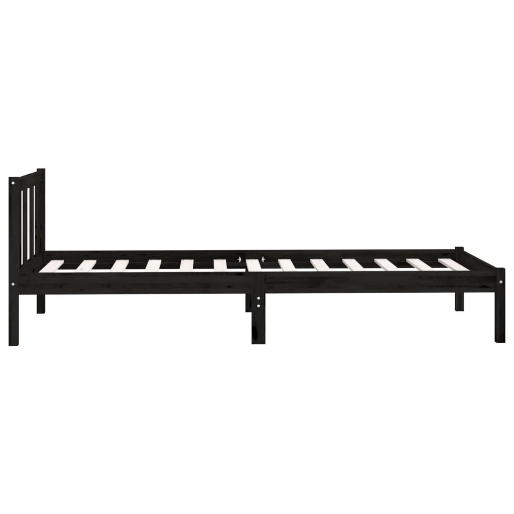 Estrutura de Cama Jane em Madeira de Pinho - 100x200 cm - Preto - Design Natura