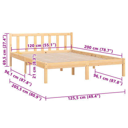 Estrutura de Cama Jane em Madeira de Pinho - 120x200 cm - Cor Natural - Design Natura