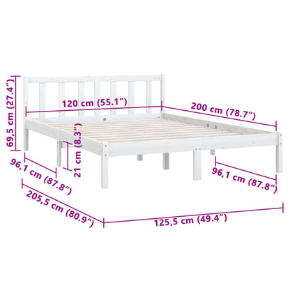 Estrutura de Cama Jane em Madeira de Pinho - 120x200 cm - Branco - Design Natura