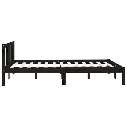 Estrutura de Cama Jane em Madeira de Pinho - 120x200 cm - Preto - Design Natura