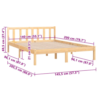 Estrutura de Cama Jane em Madeira de Pinho - 140x200 cm - Cor Natural - Design Natura