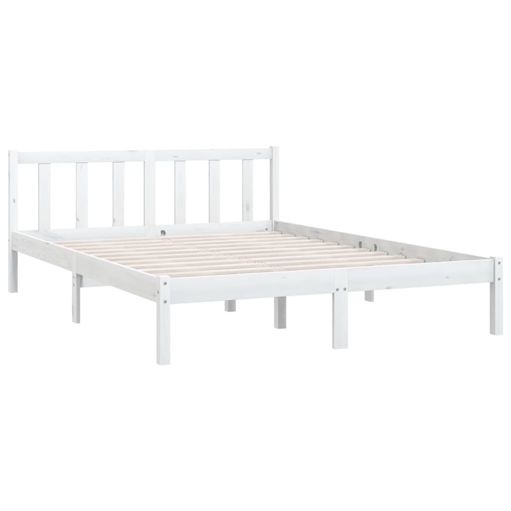 Estrutura de Cama Jane em Madeira de Pinho - 140x200 cm - Branco - Design Natura