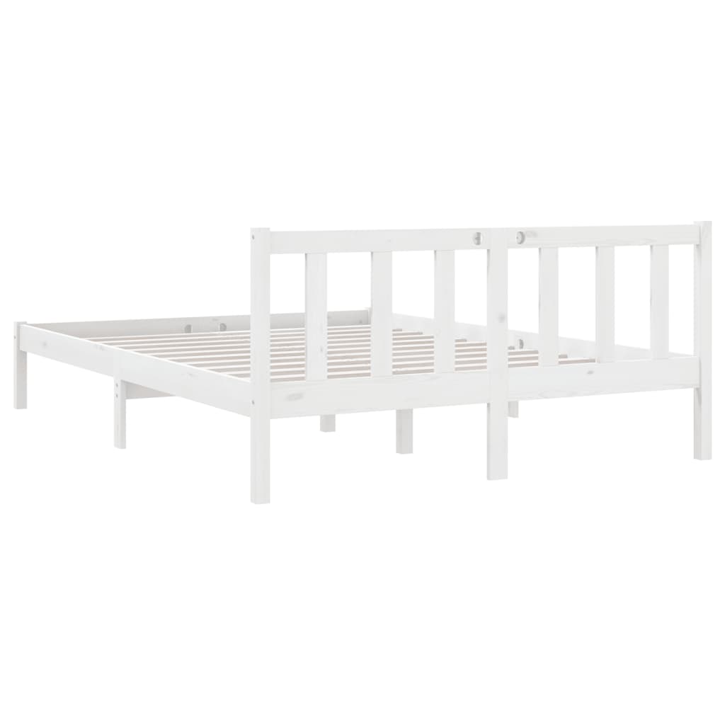 Estrutura de Cama Jane em Madeira de Pinho - 140x200 cm - Branco - Design Natura