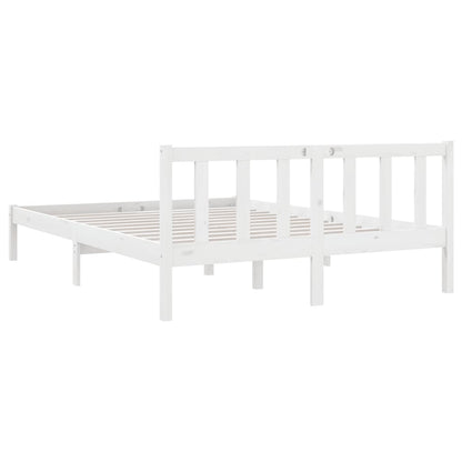 Estrutura de Cama Jane em Madeira de Pinho - 140x200 cm - Branco - Design Natura