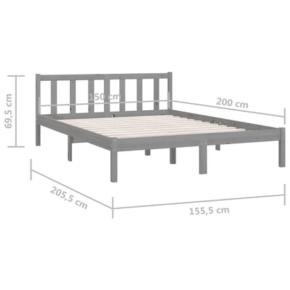 Estrutura de cama king 150x200 cm pinho maciço cinzento