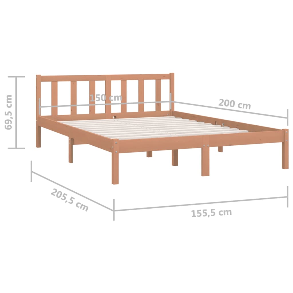 Estrutura cama king 150x200 cm pinho maciço castanho-mel