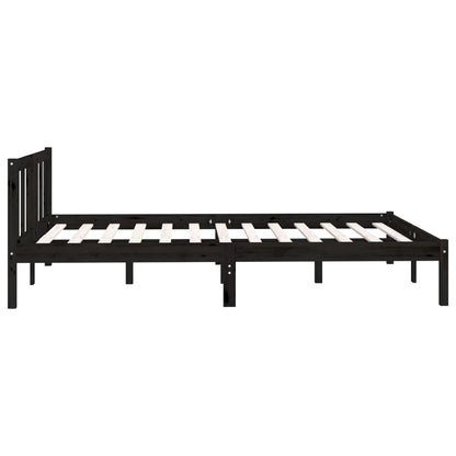 Estrutura de cama king 150x200 cm pinho maciço preto