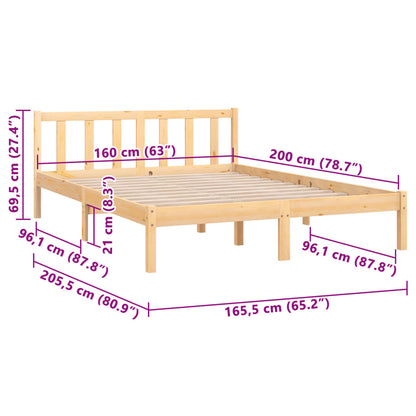 Estrutura de Cama Jane em Madeira de Pinho - 160x200 cm - Cor Natural - Design Natura