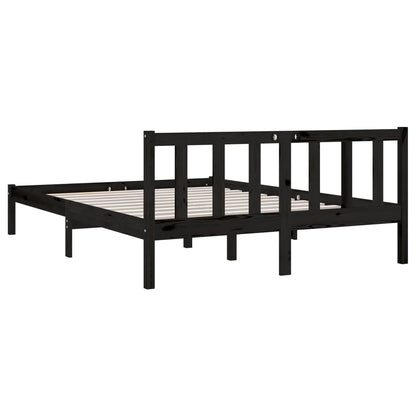 Estrutura de Cama Jane em Madeira de Pinho - 160x200 cm - Preto - Design Natura