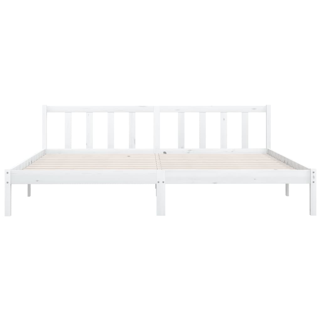 Estrutura de Cama Jane em Madeira de Pinho - 200x200 cm - Branco - Design Natura