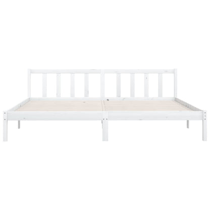 Estrutura de Cama Jane em Madeira de Pinho - 200x200 cm - Branco - Design Natura