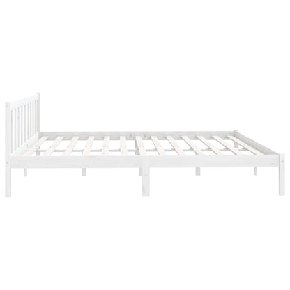 Estrutura de Cama Jane em Madeira de Pinho - 200x200 cm - Branco - Design Natura