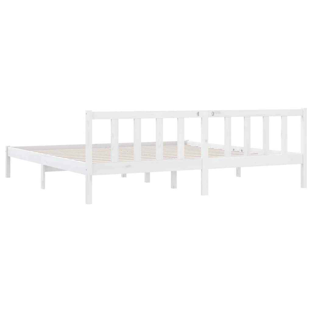 Estrutura de Cama Jane em Madeira de Pinho - 200x200 cm - Branco - Design Natura