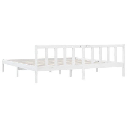 Estrutura de Cama Jane em Madeira de Pinho - 200x200 cm - Branco - Design Natura