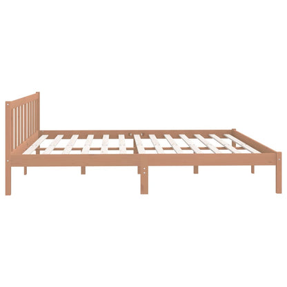 Estrutura de Cama Jane em Madeira de Pinho - 200x200 cm - Castanho Mel - Design Natura