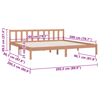 Estrutura de Cama Jane em Madeira de Pinho - 200x200 cm - Castanho Mel - Design Natura