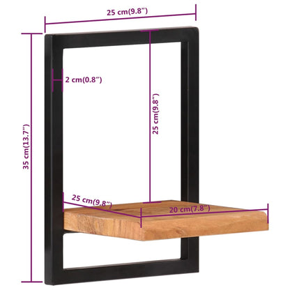 Prateleiras de parede 2 pcs 25x25x35 cm acácia maciça e aço