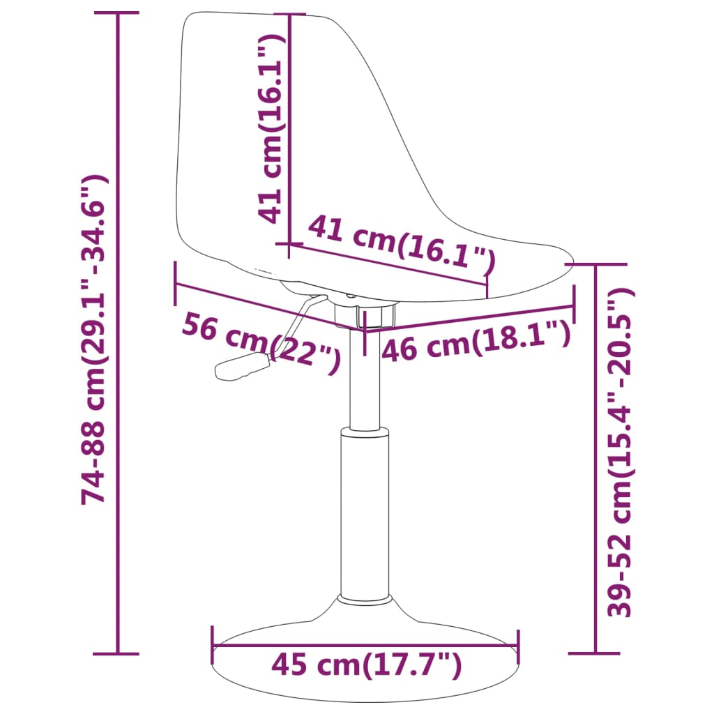 Cadeiras de jantar giratórias 4 pcs PP turquesa