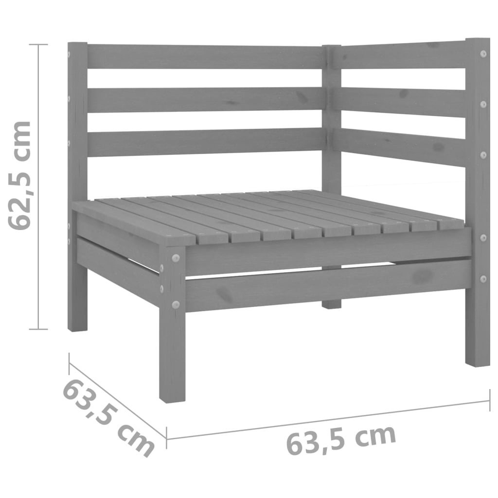 Sofá de 2 lugares para jardim pinho maciço cinzento