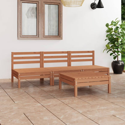 4 pcs conjunto lounge de jardim pinho maciço castanho mel